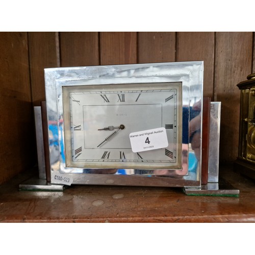 4 - A 1930s Art Deco chrome and bakelite mantle clock.