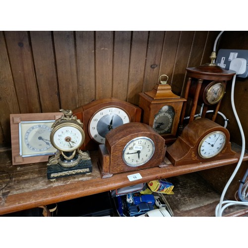 16 - A selection of mantle clocks, seven in total