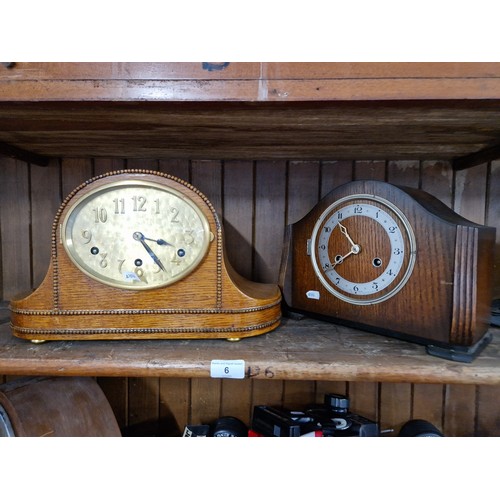 6 - Two Mantle clocks, both without keys and one without Glass in the face.