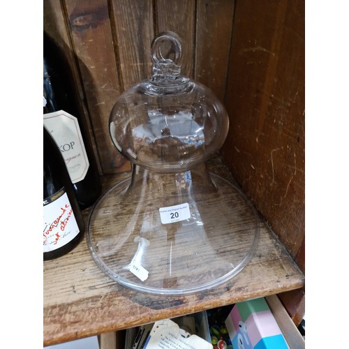 20 - A Glass bell shaped cake stand cover (smoke catcher)