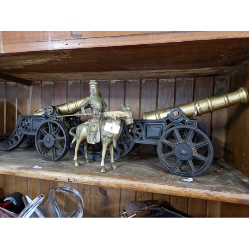 5 - Two Brass cannons & Brass Man on Horse