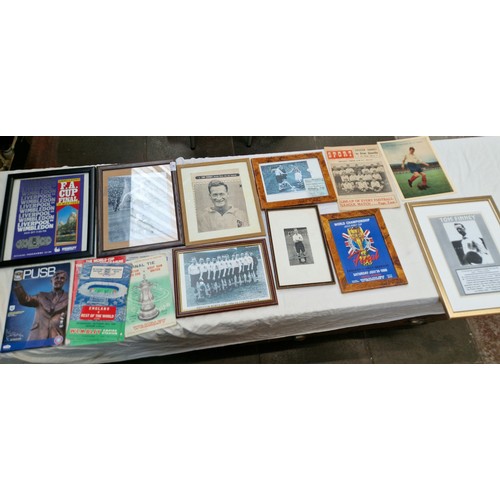 38 - A collection of sporting items including signed photograph of Tom Finney, Preston North End ephemera... 
