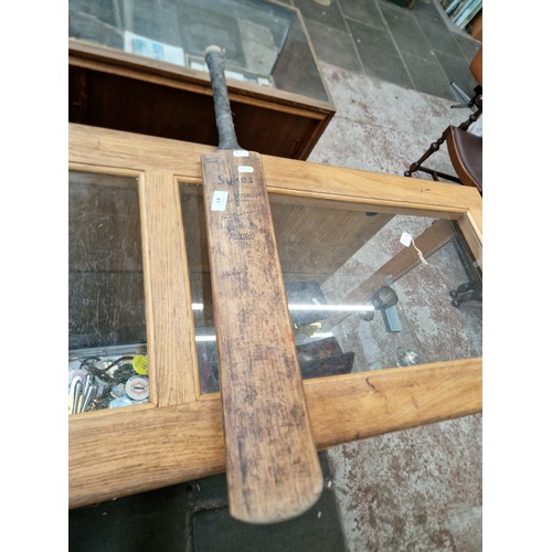 41 - A vintage Slazenger Sykes Don Bradman autograph cricket bat.