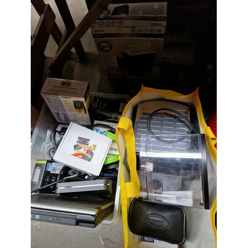 89 - A box of assorted electricals, phones, laptop, coffee machine etc.