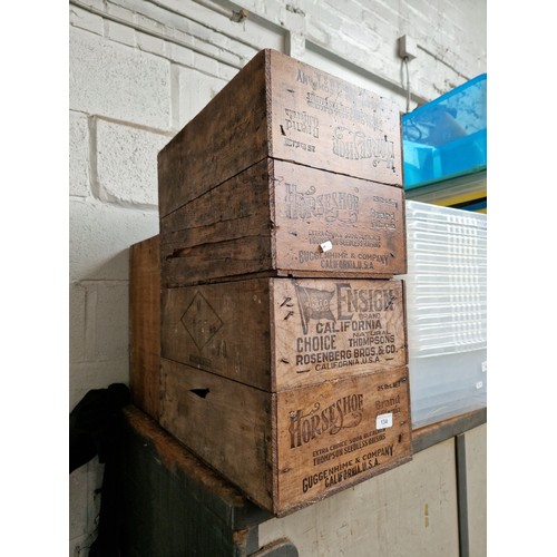 134 - Three vintage wooden crates used for shipping Raisins from the USA to the UK