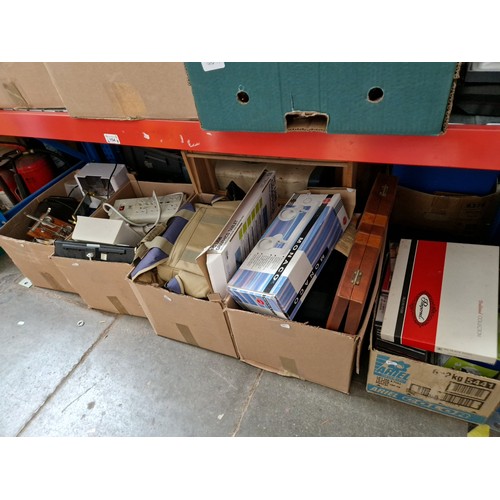 154 - Five boxes of mixed items, photographic items, classical CD's, post office letter weighing scales et... 