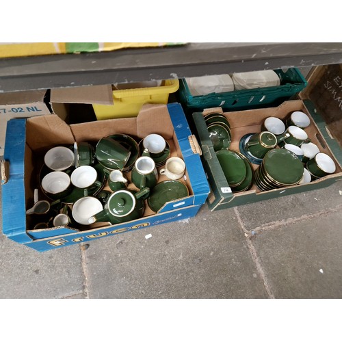 710 - Two boxes of Apilco French table wares, including teapot, water jug etc - over 50 pieces