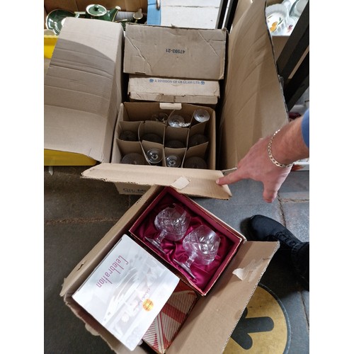 702 - Two boxes of glassware including Swiezel, Cristalklo Italiano, etc