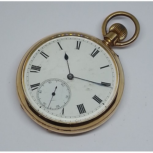 66 - A gold plated open faced pocket watch.