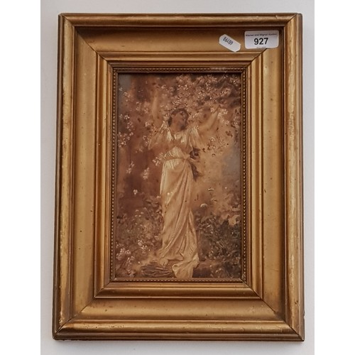 927 - Early 20th century overpainted photograph of a woman, gilt frame, 27.5cm x 37cm overall.