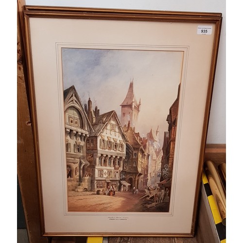 935 - Charles James Keats RBA (1856-1900), pair of watercolours, continental street scenes, 'Market Place-... 