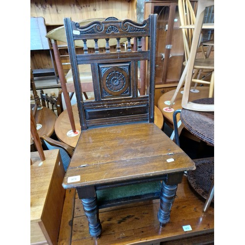 974 - A late Victorian metamorphic step chair with tooled leather to the steps, circa 1900.