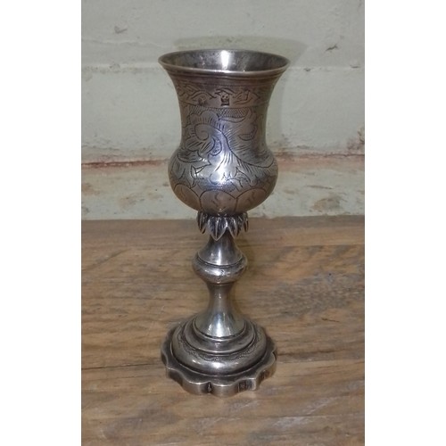 91 - A mid 19th century Russian silver pedestal cup, height 13cm, wt. 110g.