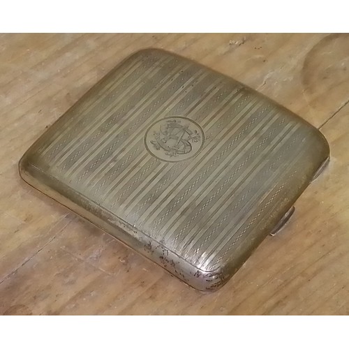 98 - A hallmarked silver cigarette case, length 9cm, wt. 3.9ozt.