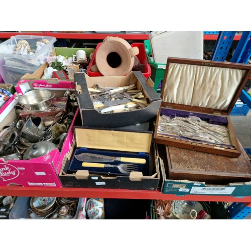 161 - Four boxes of assorted silver plated ware including Hukin & Heath etc.