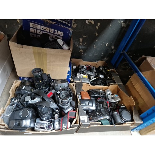 199 - Five boxes of cameras and accessories.