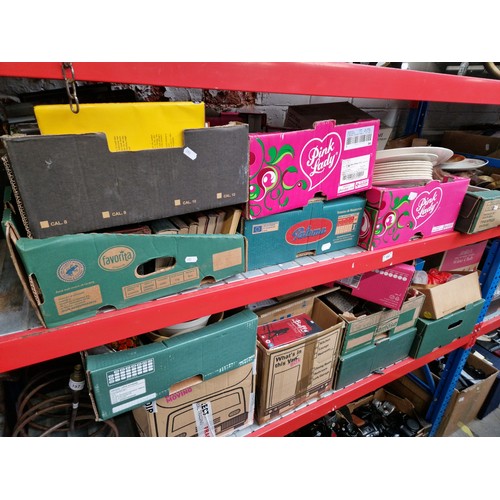 192 - 14 boxes of misc items including tools, books, stamps, metalware, dvds, sound system, kitchenalia, h... 