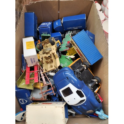 354 - A box of model vehicles including some die cast, Corgi, Fina, Lone Star, etc.