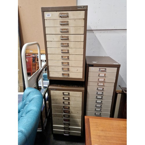 1099 - 2 Bisley 10 drawer metal cabinets