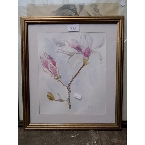 813 - Eleven various watercolours; landscapes, still lifes of flowers, Japanese landscape, etc, all framed... 