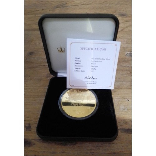 280 - 'the Princess Charlotte of Cambridge gold-plated silver proof christening commemorative, with certif... 