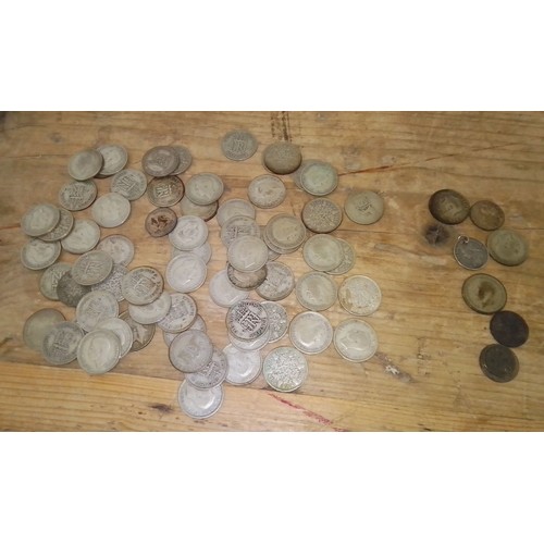 297 - A small box of assorted GB silver coins, dated 1920 to 1946, 180g. plus 8 assorted pre 1920 silver c... 