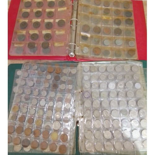 290 - 2 files of assorted GB & world coins to include some silver.