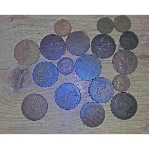 302 - A tray of mainly 18th century coins & tokens.