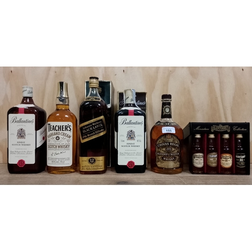 155 - A mixed lot of whisky comprising Chivas Regal 12 year old 1L, Teacher's 750ml, Ballentine's finest S... 