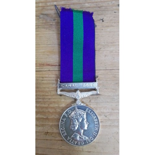 212 - Elizabeth II General Service Medal with Canal Zone clasp awarded to 22743273 GNR C A Bryant RA