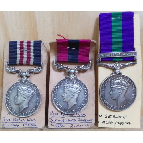 198 - Three WWII medals comprising a Distinguished Conduct and Military Medal inscribed 'King T.E.L. 5th M... 