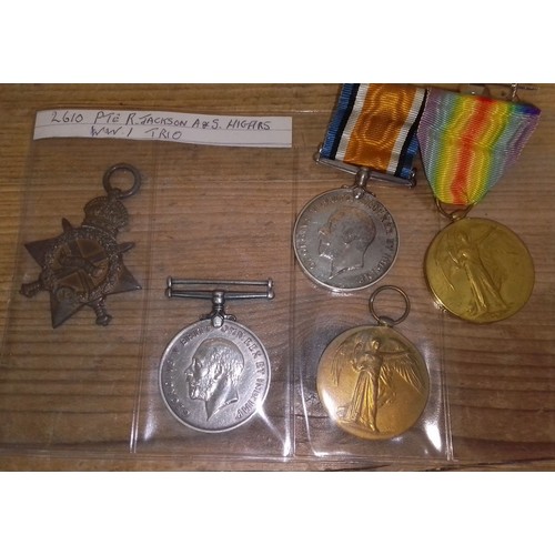 196 - WWI pair and trio; 242411 Private John Shepherd 2/6th BN Lancs Fusiliers and 2610 private R. Jackson... 