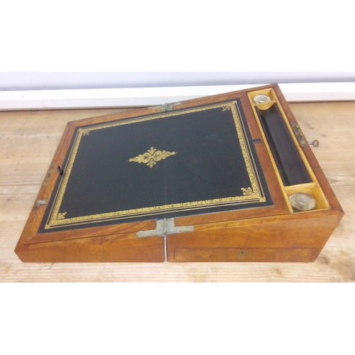 441 - A burr walnut writing slope, length 38.5cm.