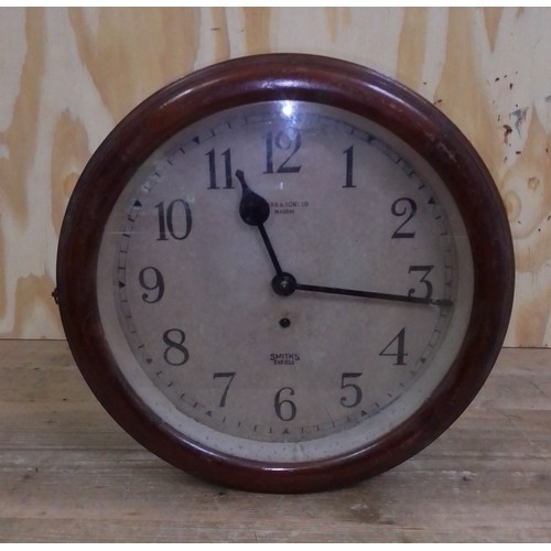 460 - A Smiths Enfield round wall clock, retailer Borr & Sons Ltd Madras, diam. 36cm.