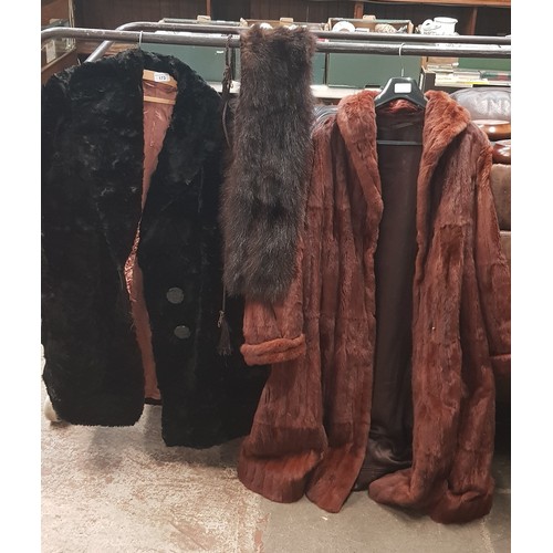 173 - 2 fur coats and a stole