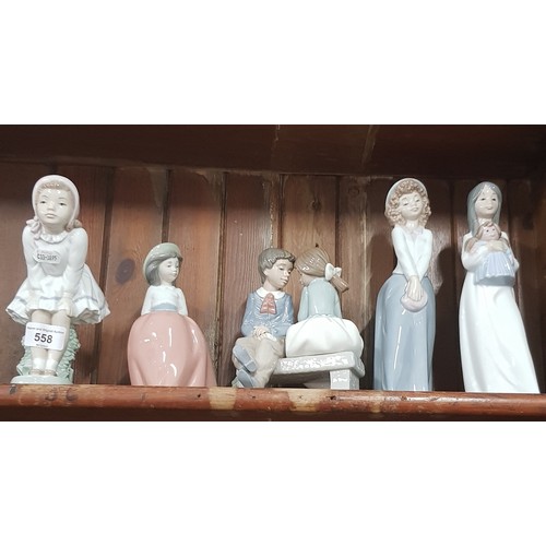 558 - 5 Nao figurines including  ‘First Love’ (no. 1136)