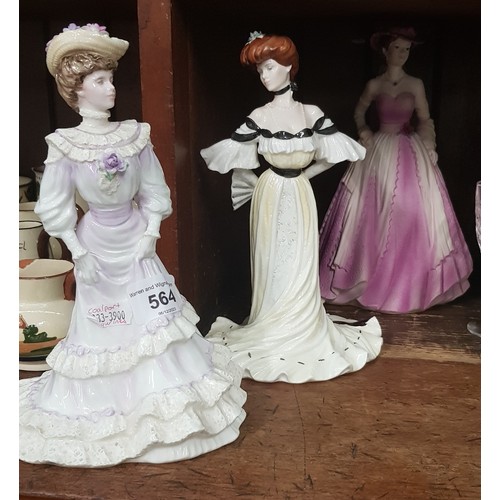 564 - 3 Coalport figurines - two are from the ‘Golden Age’ limited edition series and the other is 	‘Eveni... 