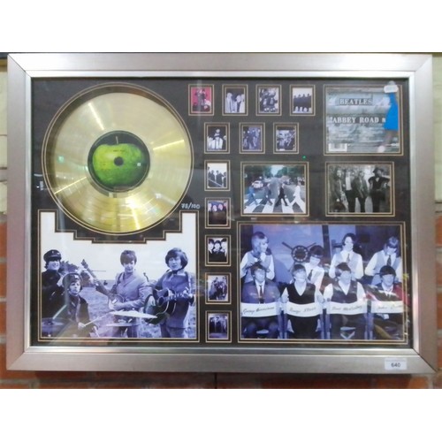 640 - A framed Beatles Abbey Road gold record and photograph display, limited edition, 78/100.