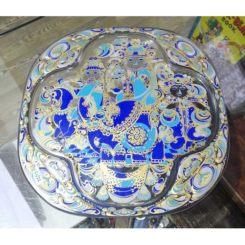 528 - A Royal Copenhagen porcelain table centre stand, diam. 32.5cm and a limited edition Rosenthal glass ... 