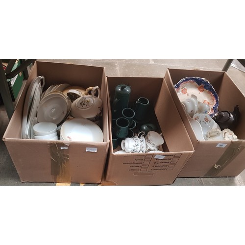 592 - Three boxes of various ceramics