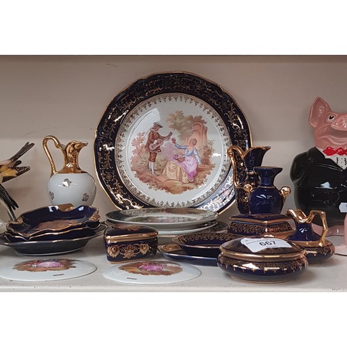 667 - Limoges porcelain - 18 items by Meissener, La Reine etc.