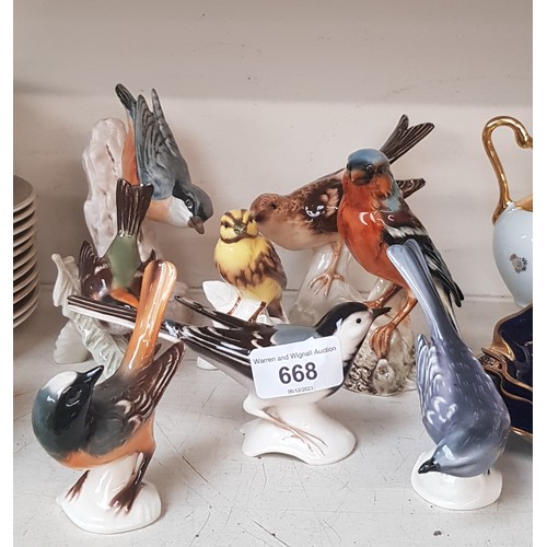 668 - 8 Goebel birds including Chaffinch (12.5cm high), Nuthatch (14cm) etc.