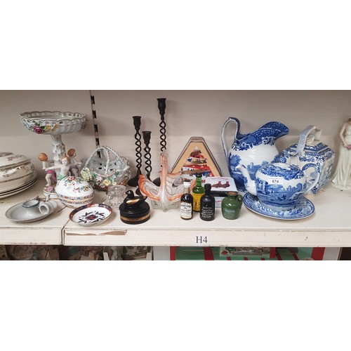 674 - Continental porcelain, ornaments and blue and white pottery etc.