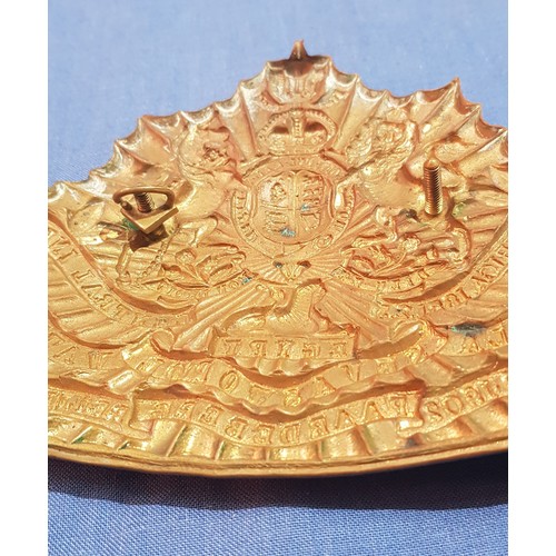 202 - A 12th (Prince of Wales Royal) Lancers triangular brass lance cap plate 1905-1914, battle honours up... 