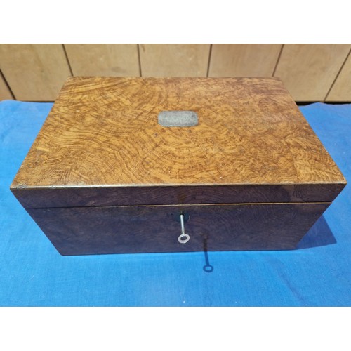 441 - A burr walnut writing slope, length 38.5cm.