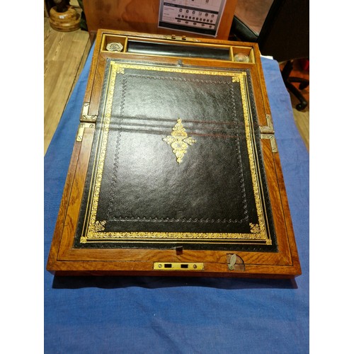 441 - A burr walnut writing slope, length 38.5cm.