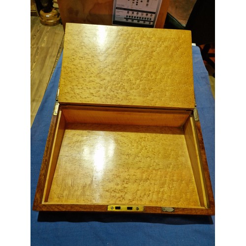 441 - A burr walnut writing slope, length 38.5cm.