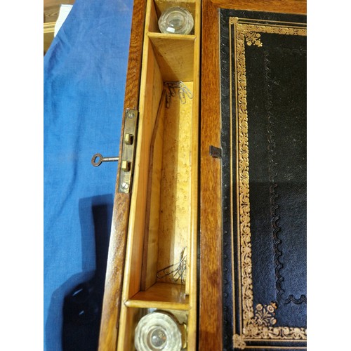 441 - A burr walnut writing slope, length 38.5cm.