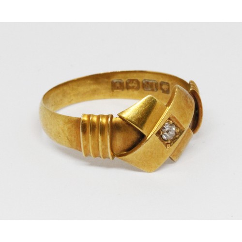 7 - An Edward VII 18ct gold diamond ring, yellow gold, sponsor 'AI', Birmingham 1906, gross wt. 2.5g, si... 