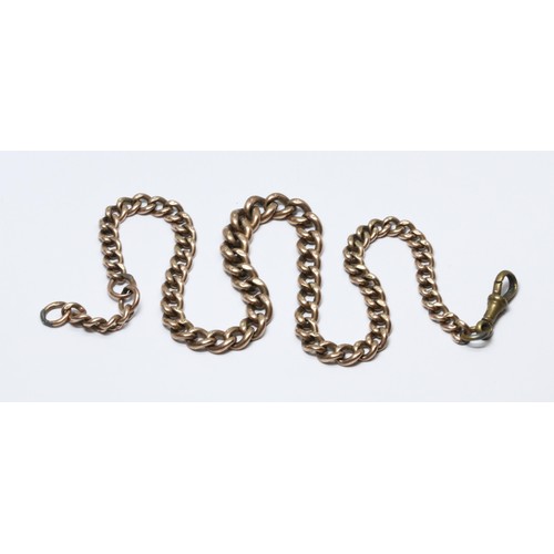 61 - A graduated link Albert chain, marked '9' and '.375', base metal dog clip clasp, length 40cm, weight... 